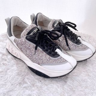 ジミーチュウ(JIMMY CHOO)のJIMMYCHOO ジミーチュウ　厚底　グリッター　スニーカー　スリッポン　美品(スニーカー)