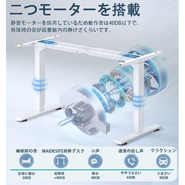 買 【色: ２段階ホワイト】Maidesite T2 Pro 電動昇降デスク パソコ オフィス/パソコンデスク TRU-SEALS