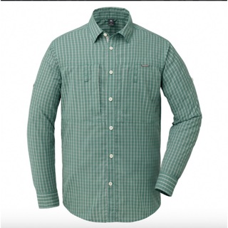 【新品タグ付き】モンベル　長袖シャツ　Sサイズ　緑　チェック