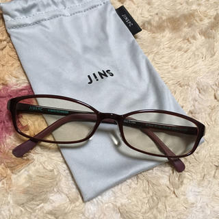 ◆メガネ◆ブルーライトカット JINS レンズ色付 フレーム ブラウン(サングラス/メガネ)