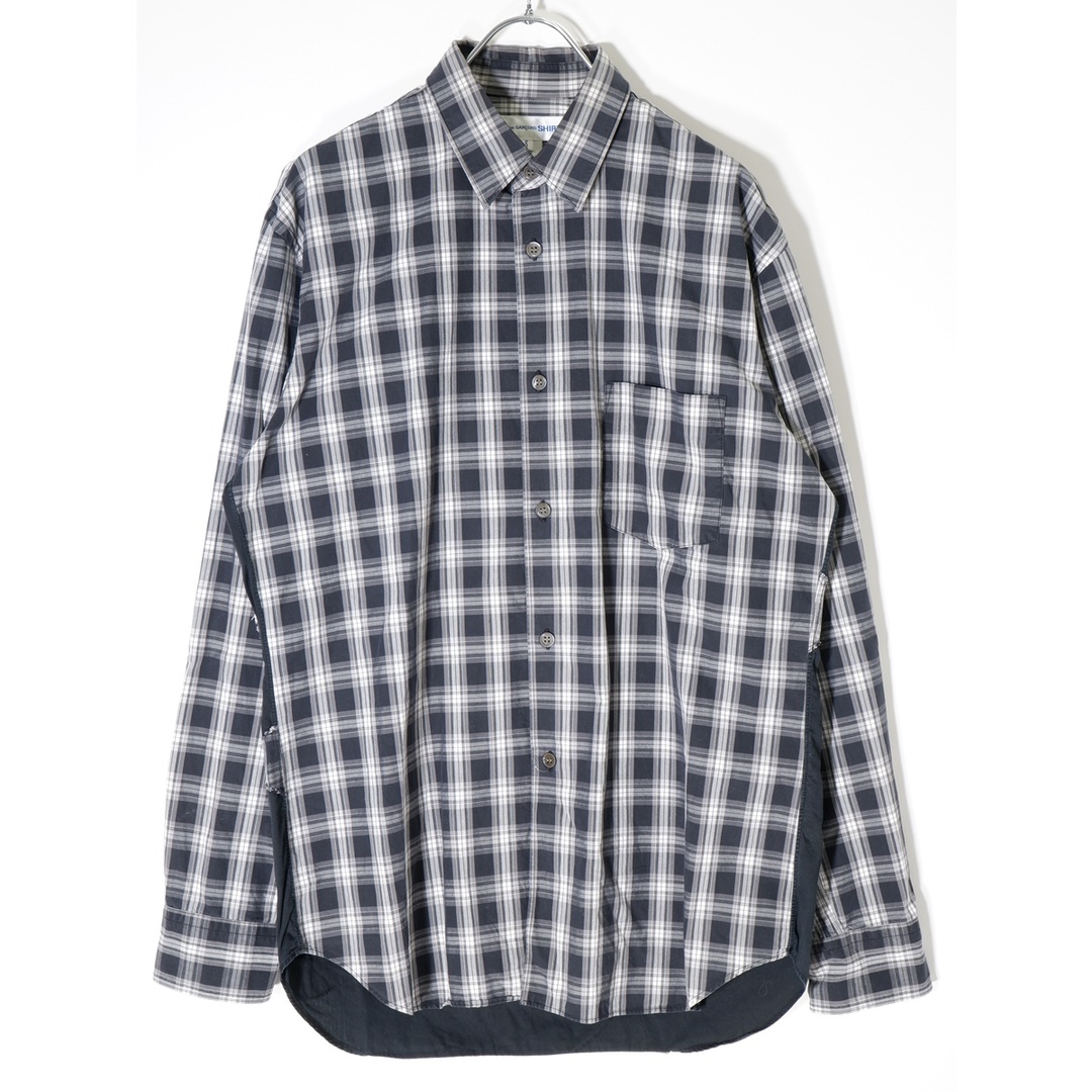 トップスCOMME des GARCONS SHIRTコムデギャルソンシャツ フランス製 背面パッチワーク切替チェックシャツ【MSHA68353】