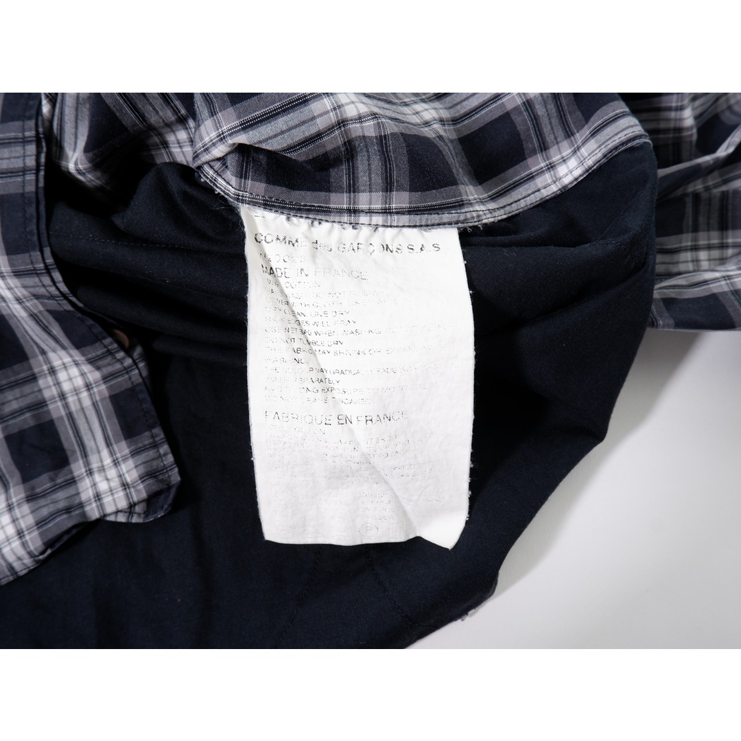 トップスCOMME des GARCONS SHIRTコムデギャルソンシャツ フランス製 背面パッチワーク切替チェックシャツ【MSHA68353】