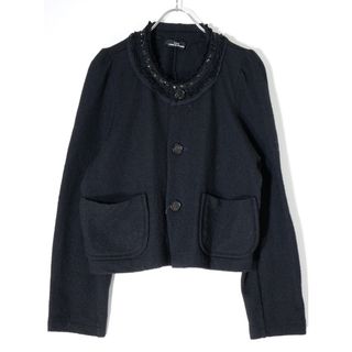 コムデギャルソン(COMME des GARCONS)のtricot COMME des GARCONSトリココムデギャルソン スパンコール装飾 ウール縮絨ノーカラージャケット【LJKA69416】(その他)