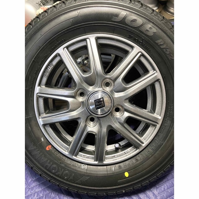 ㊷145R126PR軽トラ・箱バン用新品タイヤ4本と美品ホイールとナット付き