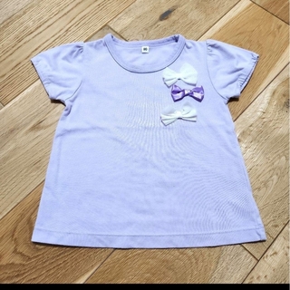 ニシマツヤ(西松屋)のベビー 子供服 半袖 Tシャツ 90サイズ 紫 ラベンダー リボン(Tシャツ/カットソー)