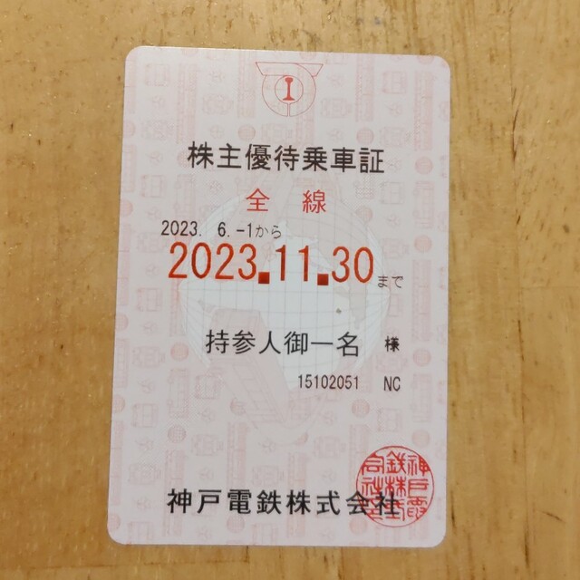 神戸電鉄　株主優待　乗車券 チケットの乗車券/交通券(鉄道乗車券)の商品写真