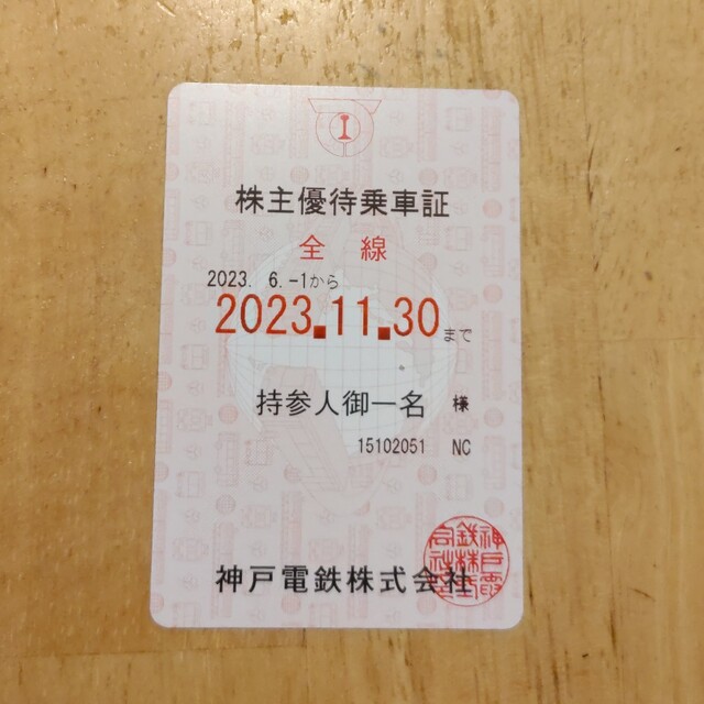 神戸電鉄　株主　乗車券