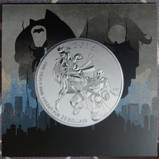 2016   カナダ　　スーパーマン　VS  バットマン　　20ドル　銀貨　１種