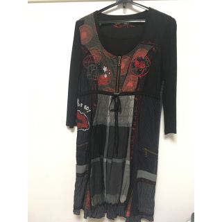 デシグアル(DESIGUAL)の【まゆ様専用】desigual⭐︎黒ワンピース⭐︎パンクロック(ひざ丈ワンピース)