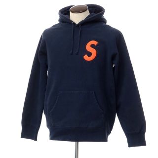 シュプリーム(Supreme)の【中古】シュプリーム Supreme 2019年秋冬 S Logo Hooded Sweatshirt コットン プルオーバー パーカー ネイビーx蛍光オレンジ【サイズL】【メンズ】(パーカー)