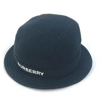 バーバリー(BURBERRY)のバーバリー BURBERRY ロゴ 8026928 ハット帽 帽子 バケットハット ハット コットン ブラック 美品(ハット)