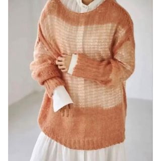 トゥデイフル(TODAYFUL)の【一度着用のみ】Lowgauge Mohair Knit コーラルピンク(カットソー(半袖/袖なし))