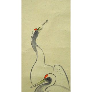 真作】掛軸 北原亮『立鶴』紙本 肉筆 共箱付 掛け軸 g03021の通販 by