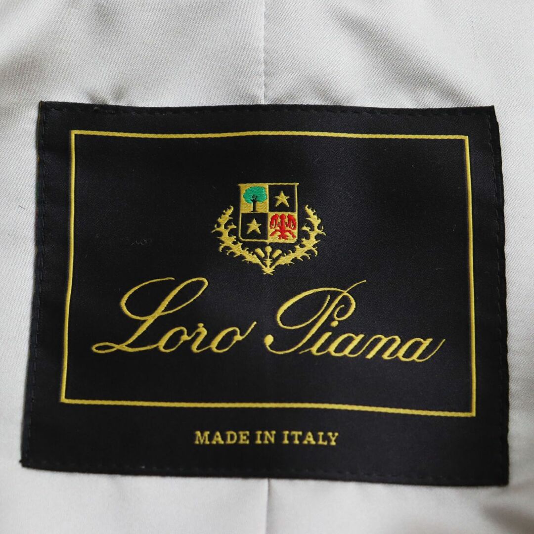 美品●Loro Piana ロロピアーナ ヴァージンウール100％ ストームシステム ダブルブレスト ツイードロングコート ブラウン系 48 伊製  正規品