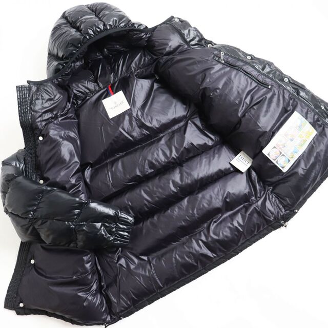 美品●17-18AW MONCLER モンクレール TANY/タニー ダブルZIP ロゴワッペン付き フーデッドダウンジャケット ブラック 1 正規品 メンズ