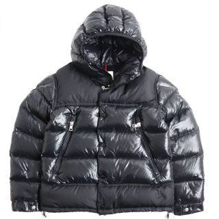 美品●17-18AW MONCLER モンクレール TANY/タニー ダブルZIP ロゴワッペン付き フーデッドダウンジャケット ブラック 1 正規品  メンズ