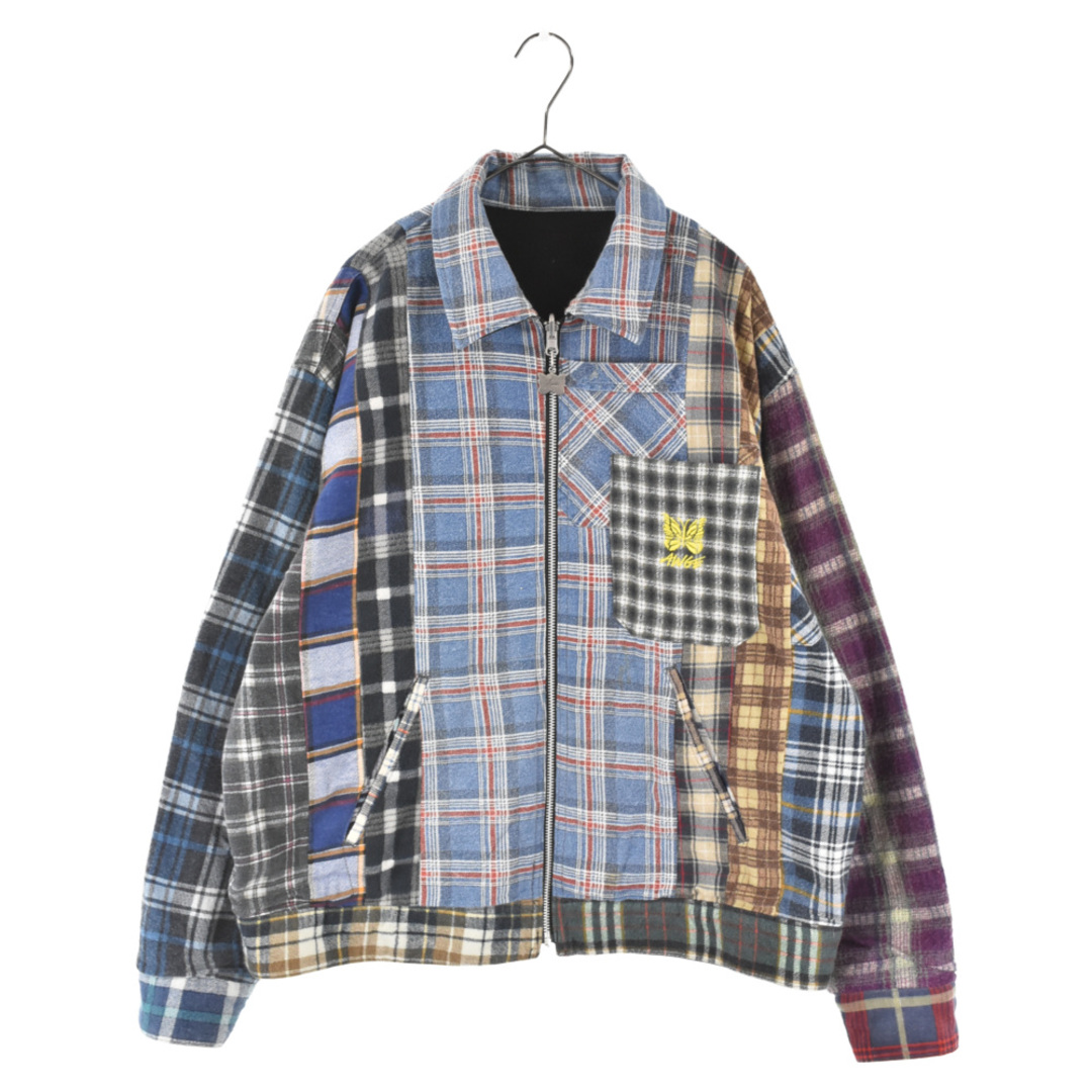 Needles ニードルス ×AWGE Reversible Work Jacket cotton Twill&Flannel Shirt アウグ リバーシブル ワークジャケット ロゴ刺繍 チェック ブラック/マルチカラー IN930