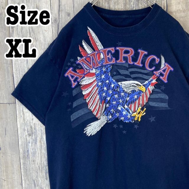 人気アイテム　アメリカ　星条旗　　イーグル　プリント 海外　半袖　Tシャツ