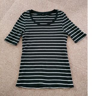 ユニクロ(UNIQLO)のユニクロ　リブボーダー　Tシャツ　Mサイズ(カットソー(半袖/袖なし))