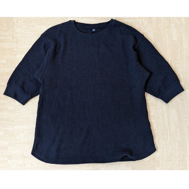 UNIQLO(ユニクロ)のワッフルクルーネックT（5分袖） キッズ/ベビー/マタニティのキッズ服女の子用(90cm~)(Tシャツ/カットソー)の商品写真