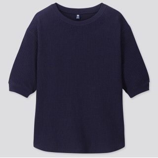 ユニクロ(UNIQLO)のワッフルクルーネックT（5分袖）(Tシャツ/カットソー)