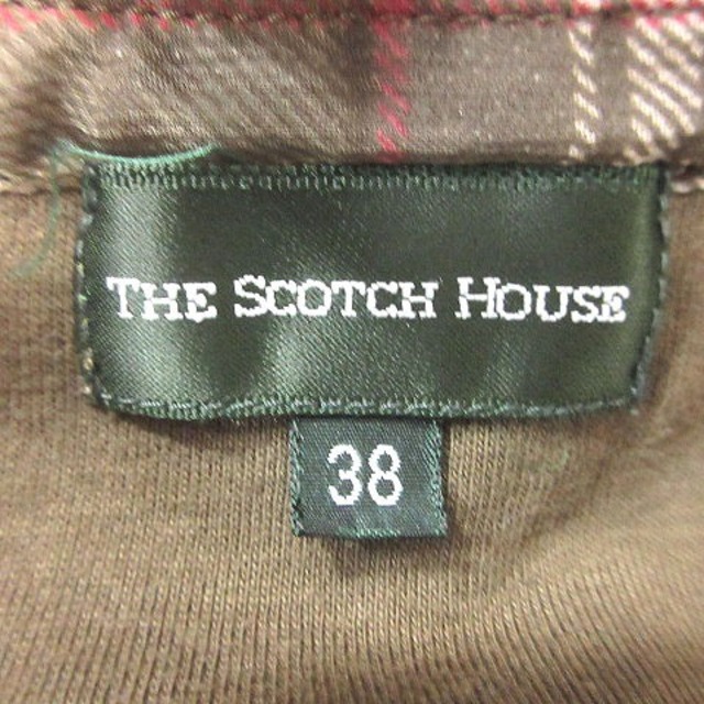 THE SCOTCH HOUSE(ザスコッチハウス)のザ スコッチ ハウス シャツ チェック 切替 半袖 38 カーキ 白 ピンク レディースのトップス(シャツ/ブラウス(半袖/袖なし))の商品写真