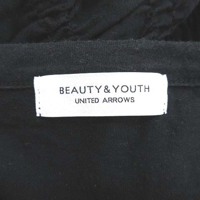 BEAUTY&YOUTH UNITED ARROWS(ビューティアンドユースユナイテッドアローズ)のB&Y ユナイテッドアローズ カットソー 半袖 シャーリング クルーネック 黒 レディースのトップス(カットソー(半袖/袖なし))の商品写真