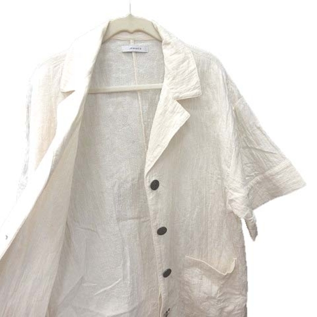 JEANASIS(ジーナシス)のジーナシス テーラードジャケット オープンカラー シングル 五分袖 総柄 F 白 レディースのジャケット/アウター(その他)の商品写真