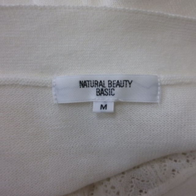 NATURAL BEAUTY BASIC(ナチュラルビューティーベーシック)のナチュラルビューティーベーシック カットソー レース 半袖 M 白 ホワイト レディースのトップス(カットソー(半袖/袖なし))の商品写真