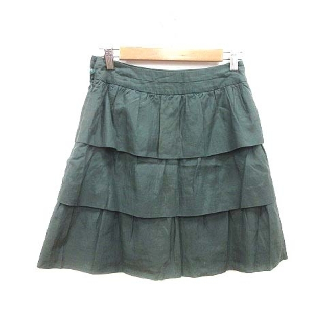 STRAWBERRY-FIELDS(ストロベリーフィールズ)のストロベリーフィールズ 台形スカート ミニ ティアード 緑 ダークグリーン レディースのスカート(ミニスカート)の商品写真