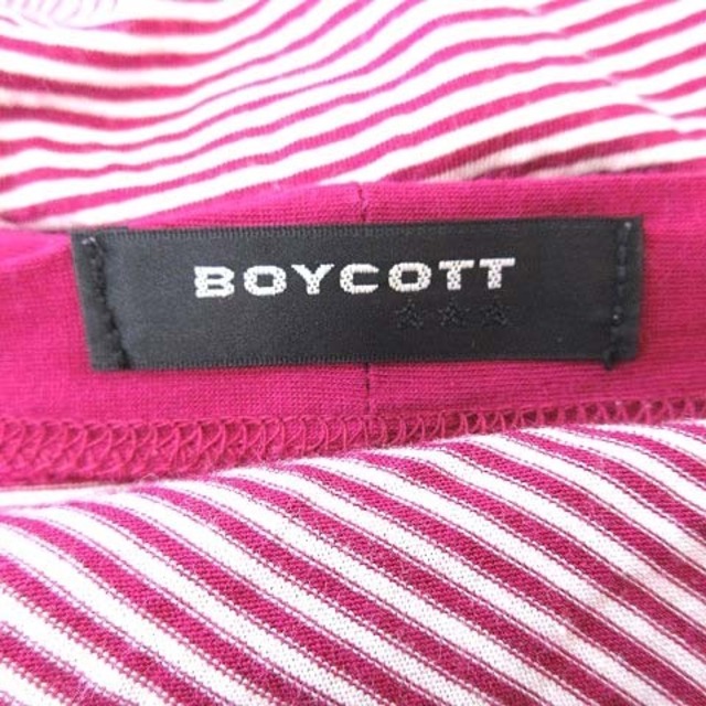 BOYCOTT(ボイコット)のボイコット ニットカーディガン 長袖 ボーダー Vネック 4 紫 マゼンタ メンズのトップス(カーディガン)の商品写真