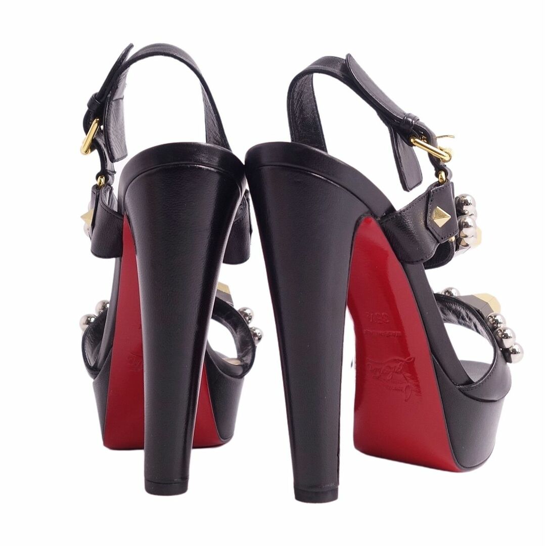 クリスチャンルブタン Christian Louboutin サンダル ヒール プラットフォーム アンクルストラップ スタッズ シューズ レディース 35.5(22.5cm相当) ブラック