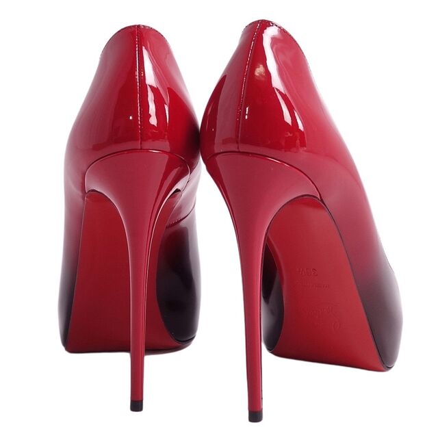 未使用 クリスチャンルブタン Christian Louboutin パンプス ヒール プラットフォーム オープントゥ グラデーション パテントレザー  シューズ レディース 36.5(23.5cm相当) ブラック/レッド