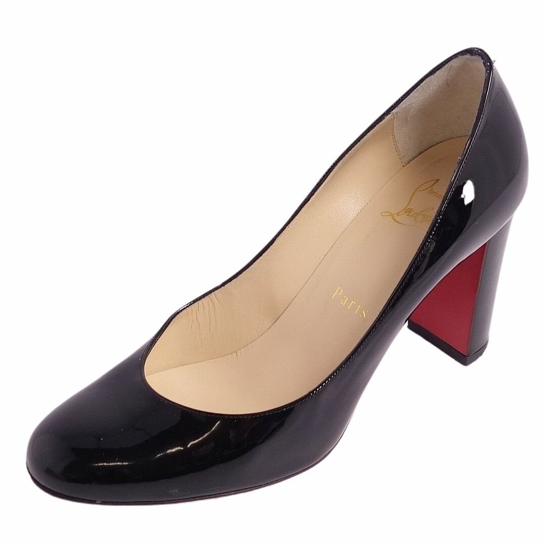 美品 クリスチャンルブタン Christian Louboutin パンプス チャンキーヒール パテントレザー シューズ レディース  36(23cm相当) ブラック | フリマアプリ ラクマ