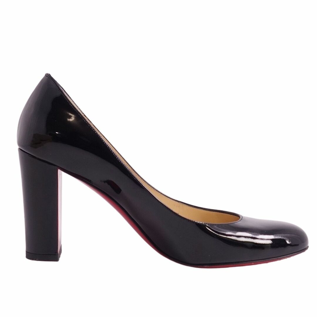 美品 クリスチャンルブタン Christian Louboutin パンプス チャンキーヒール パテントレザー シューズ レディース  36(23cm相当) ブラック