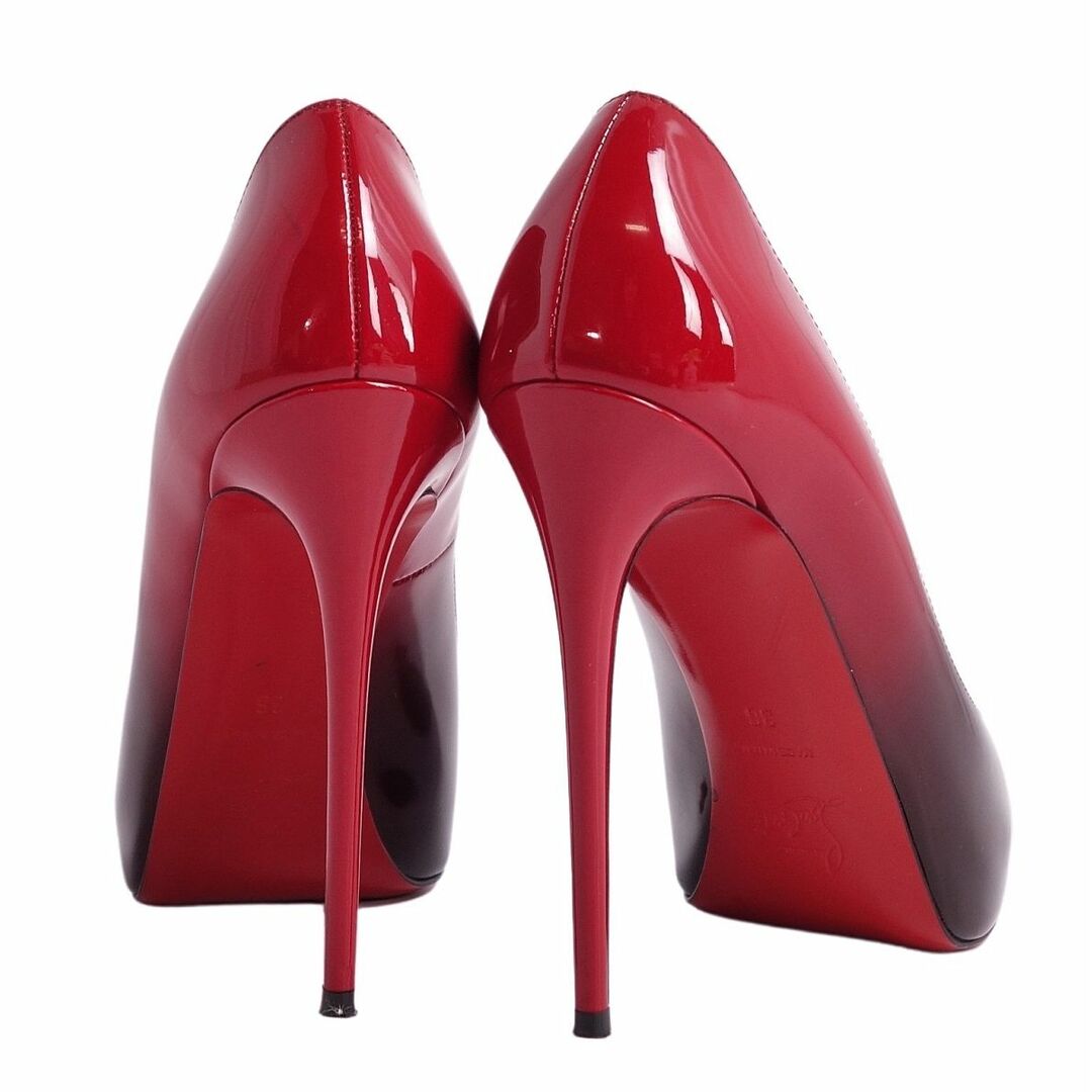 美品 クリスチャンルブタン Christian Louboutin パンプス ヒール プラットフォーム オープントゥ グラデーション パテントレザー  シューズ レディース 36(23cm相当) ブラック/レッド