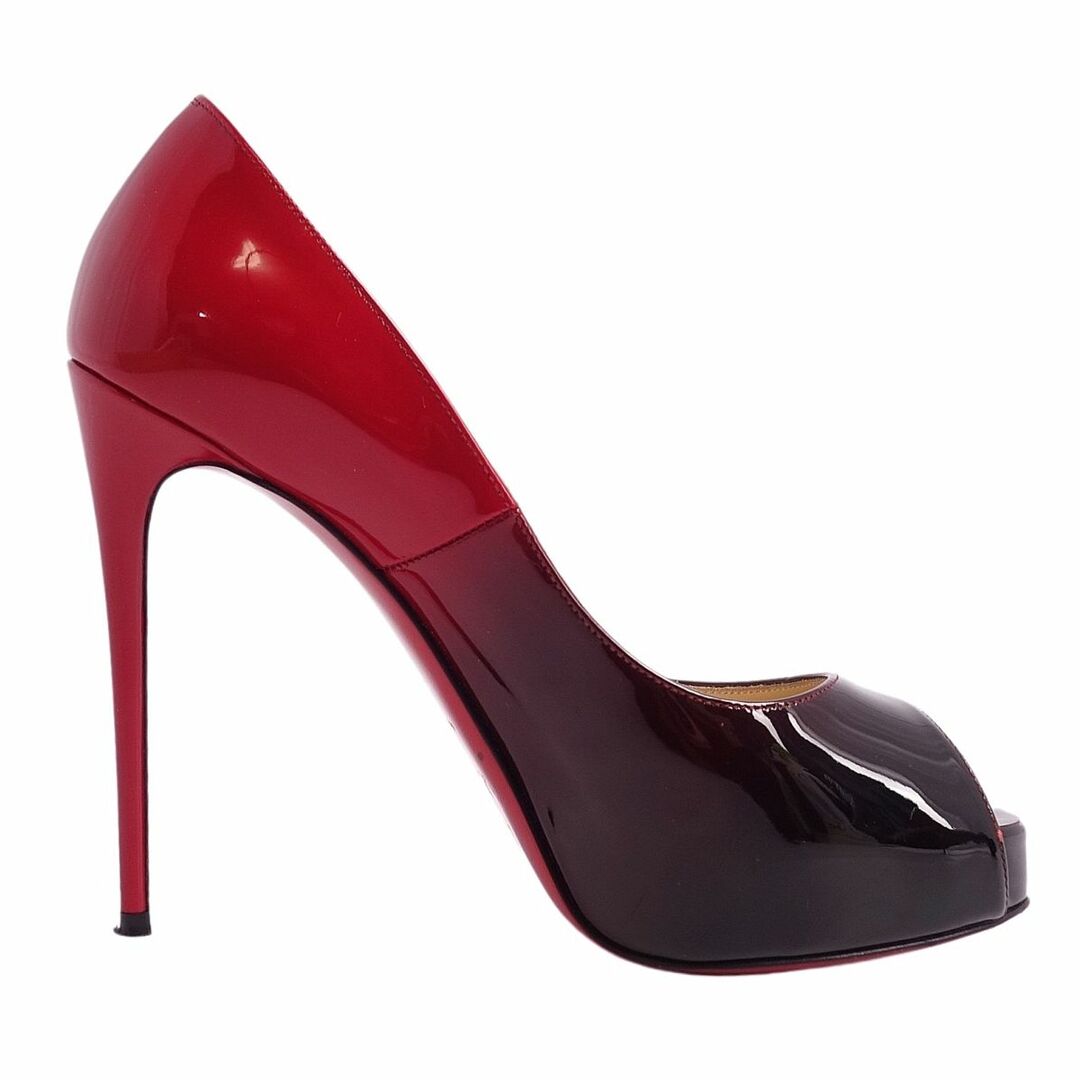 未使用 クリスチャンルブタン Christian Louboutin パンプス ヒール プラットフォーム オープントゥ グラデーション パテントレザー シューズ レディース 36.5(23.5cm相当) ブラック/レッド