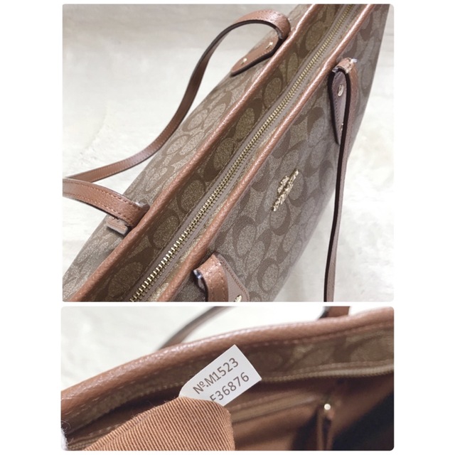 COACH シグネチャー 大容量 シティー ジップトップ トートバッグ 総柄