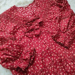 さいませ ピンクハウス リボン 半袖 At4lE-m74974666568 小花柄ロング