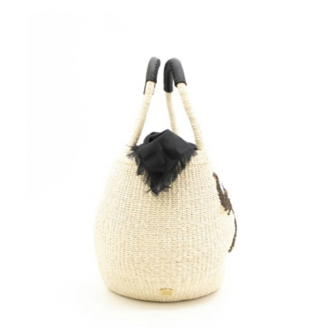 VIOLAd'ORO(ヴィオラドーロ)のヴィオラドーロ　刺繍カゴバッグ　ゾウ　象 レディースのバッグ(かごバッグ/ストローバッグ)の商品写真