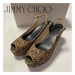 ジミーチュウ(JIMMY CHOO)の【未使用 】JIMMY CHOOコルク ウェッジサンダル　星刺繍(サンダル)