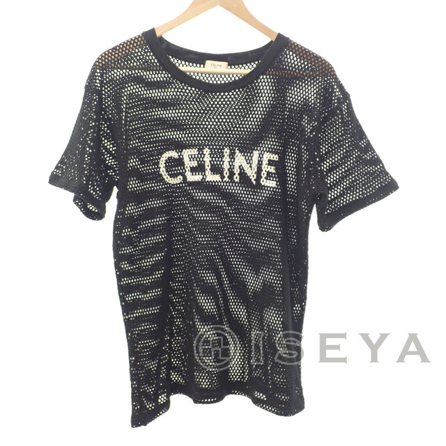 中古】【ABランク】CELINE セリーヌ メッシュカットソー ロゴ半袖T