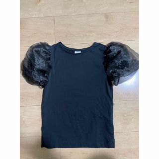 ザラ(ZARA)のZARA オーガンジー黒Tシャツ(Tシャツ/カットソー)