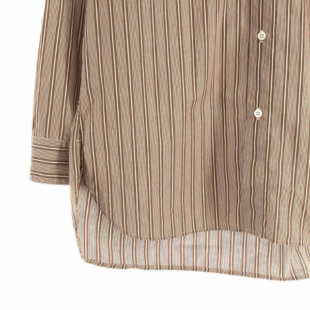 【美品】 Cristaseya / クリスタセヤ | STRIPED COTTON MAO SHIRT マオシャツ | M | Large Brown Stripes | メンズ 2