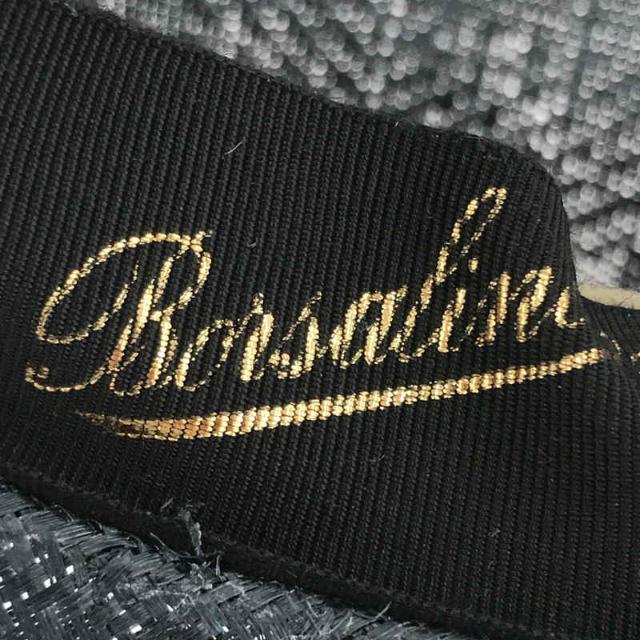 Borsalino(ボルサリーノ)のBorsalino / ボルサリーノ | イタリア製 リボン パナマハット 麦わら帽子 中折れ | L | チャコール | レディース レディースの帽子(その他)の商品写真