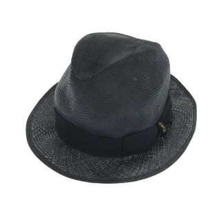 ボルサリーノ(Borsalino)のBorsalino / ボルサリーノ | イタリア製 リボン パナマハット 麦わら帽子 中折れ | L | チャコール | レディース(その他)