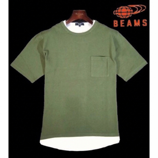 ビームス(BEAMS)の【BEAMS/ビームス】フェイクレイヤード 半袖Tシャツ ・オリーブグリーン・M(Tシャツ/カットソー(半袖/袖なし))