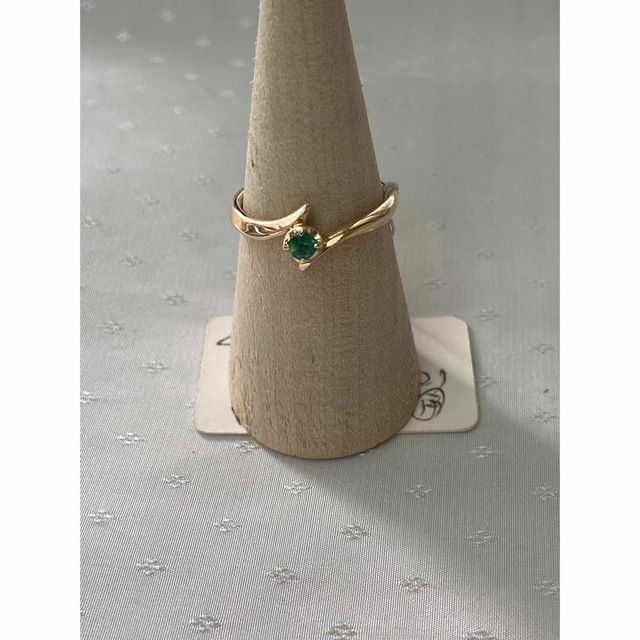 4℃☆K18エメラルドファッション指輪☆USED品☆品☆-