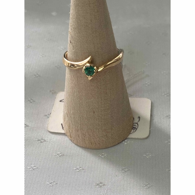 4℃☆K18エメラルドファッション指輪☆USED品☆品☆-