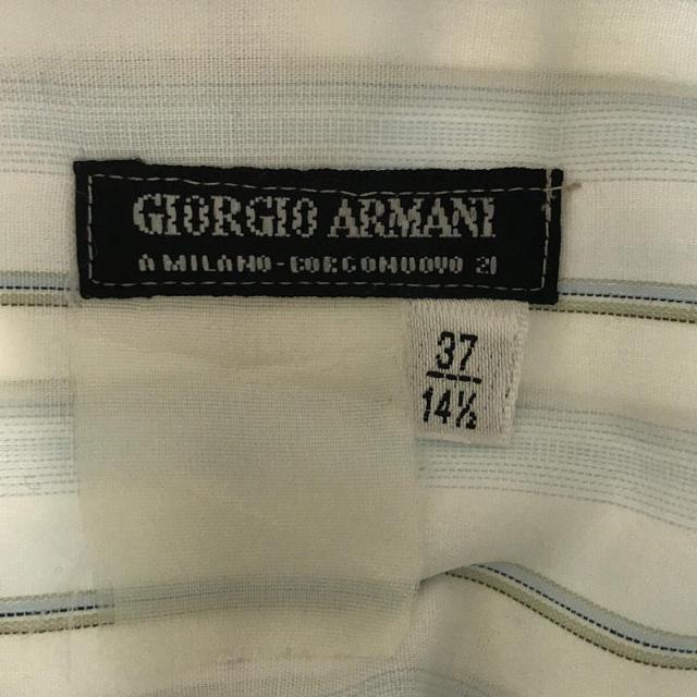 Giorgio Armani(ジョルジオアルマーニ)のGIORGIO ARMANI / ジョルジオアルマーニ | ストライプ ボタンダウン シャツ | 14 1/2 - 37 | ブルー | メンズ メンズのトップス(Tシャツ/カットソー(七分/長袖))の商品写真